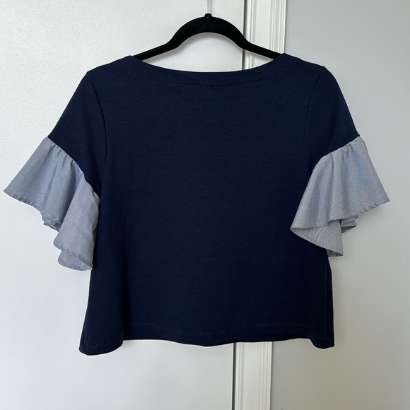 Navy short sleeve t shirt blouse - Picture 2 of 3